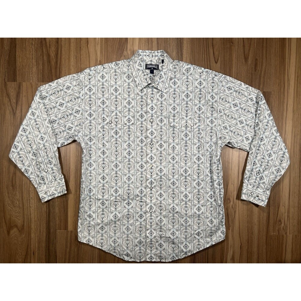 Panhandle Slim Mens L Bandana Print Diamond Pearl Snap Western Rodeo Long Sleeve